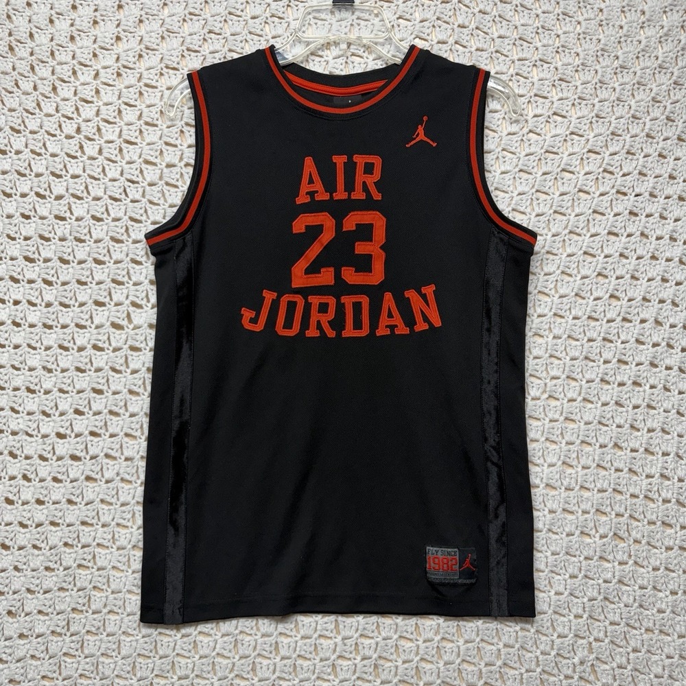 Air Jordan #23 Jersey Youth XL 13-15 YRS Black Red Basketball Tank Sleeveless